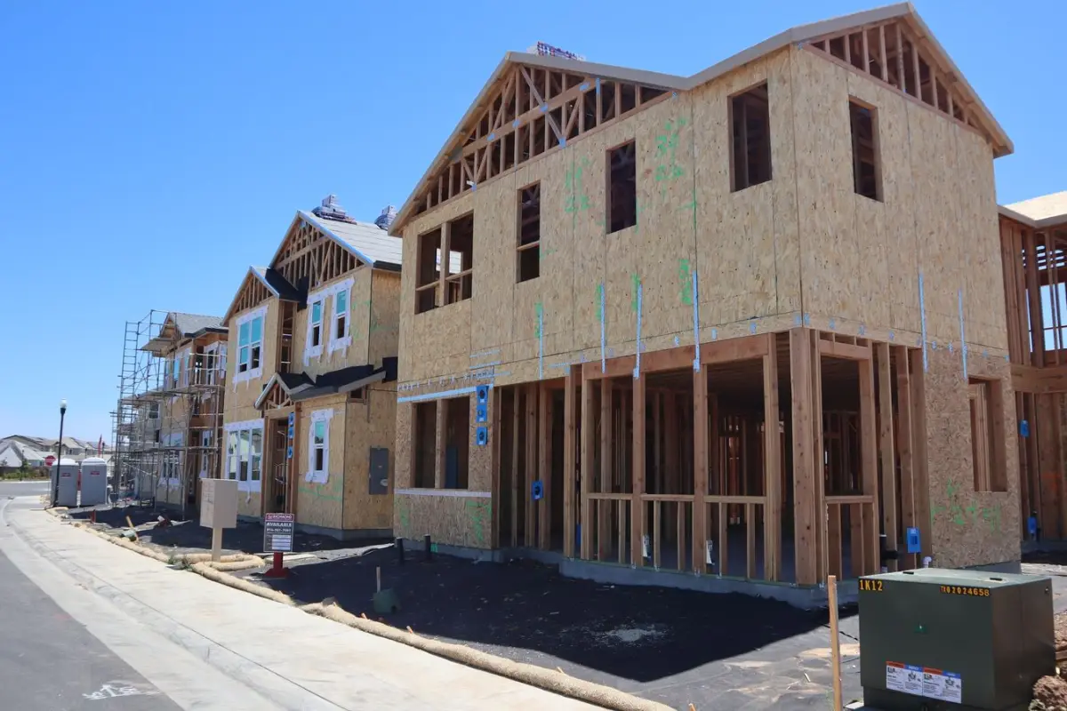 Newly built houses on a street