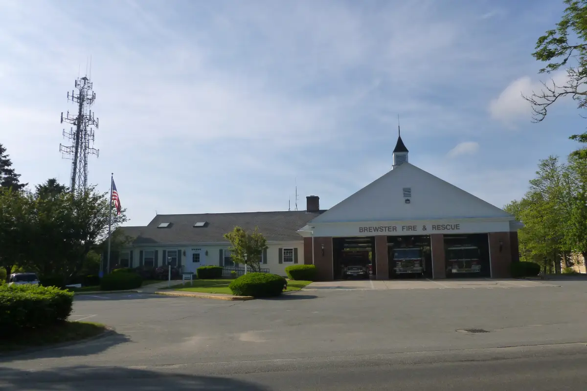 The Brewster fire station on Route 6A, Massachusetts